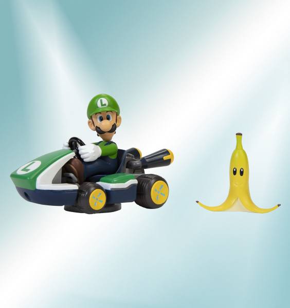 Nintendo MARIOKART Spin Out Kart "Luigi" mit Banane